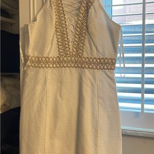 Lilly Pulitzer Elegant White and Gold Women's Dress